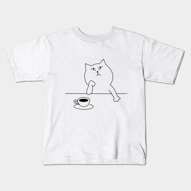 Cat and coffee Kids T-Shirt by MiljanaVuckovic